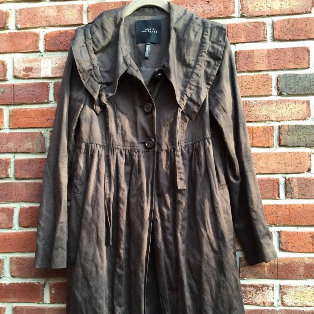 Robert Rodriguez Brown Button Down Coat Jacket 4 - image 7